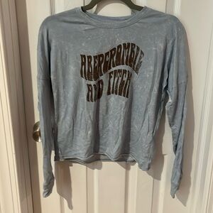 Abercrombie long sleeve blue shirt with little flower design on the side arm